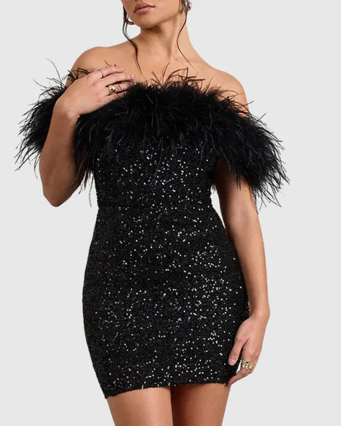 The Ashcroft | Off-shoulder Sequin Dress